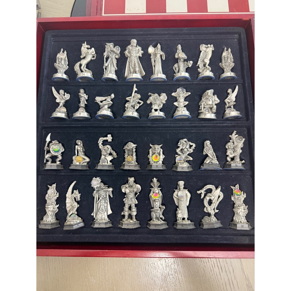 Danbury Mint Fantasy of the Crystal Chess Set Pewter Swarovski Crystal Complete
